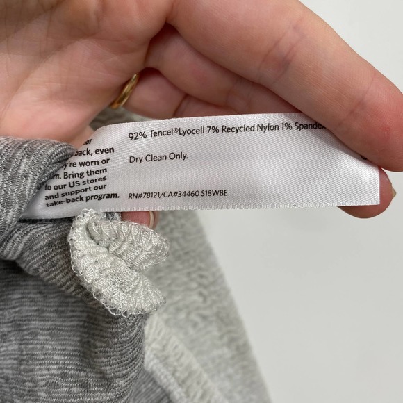 EILEEN FISHER light grey textured long sleeve side slit top XXS - Picture 5 of 6